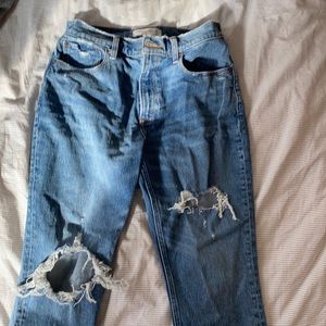Abercrombie mom jeans with rips